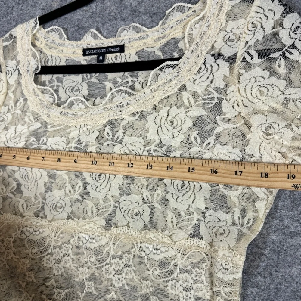 Ilse Jacobsen Y2K Cream Lace Top Size M Romantic Floral Sheer Ethereal Indie - Picture 9 of 12